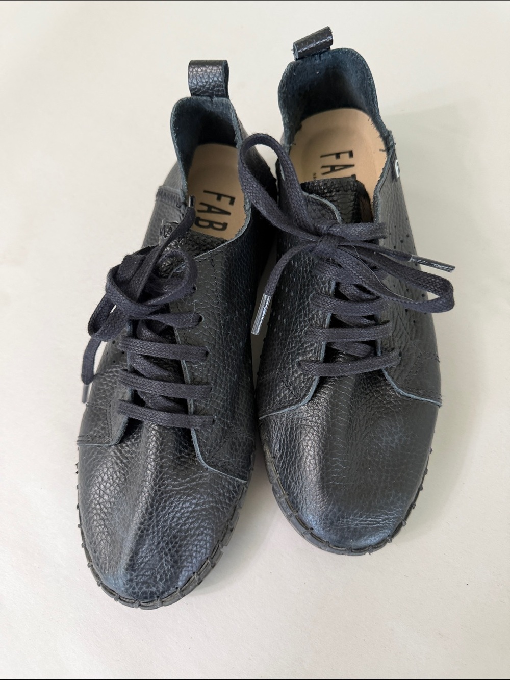 FAB Black Leather Lace-Up Women’s Sneakers Fabiolas